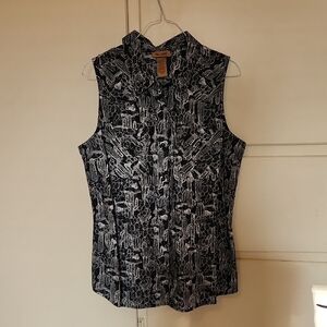 Black and White Sleeveless Women's Top